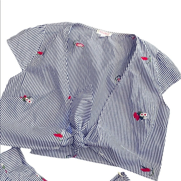 A’ Gaci Striped high Rise pleated pleated skirt and cropped top set size large - Picture 2 of 12